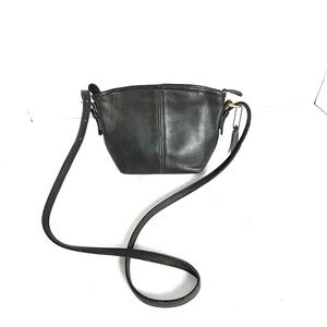 Vintage Coach Mini Shoulder Bag 4107 Black Leather Rare Adjustable Made In USA
